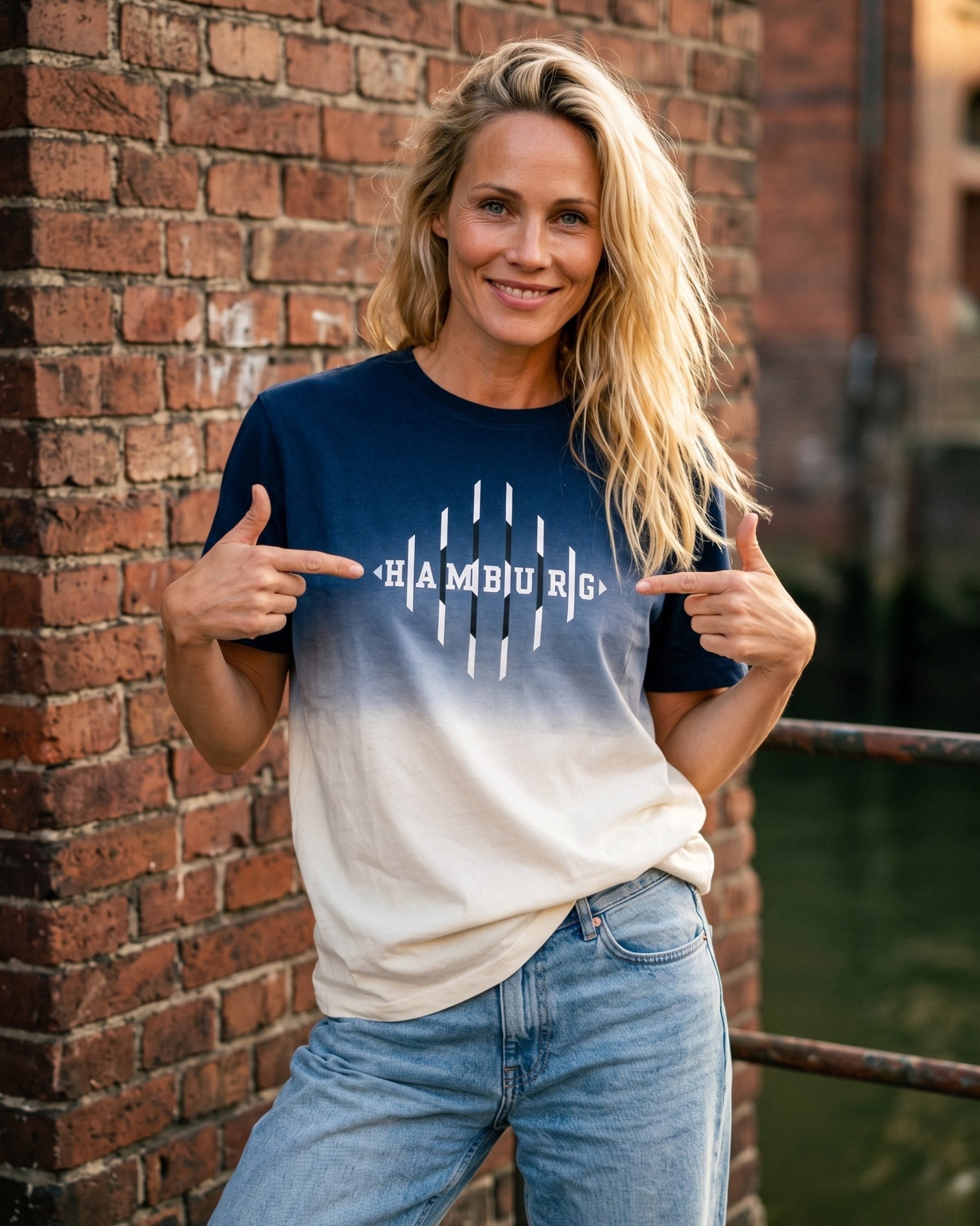 Hamburg Raute T-Shirt Dip Dye Navy