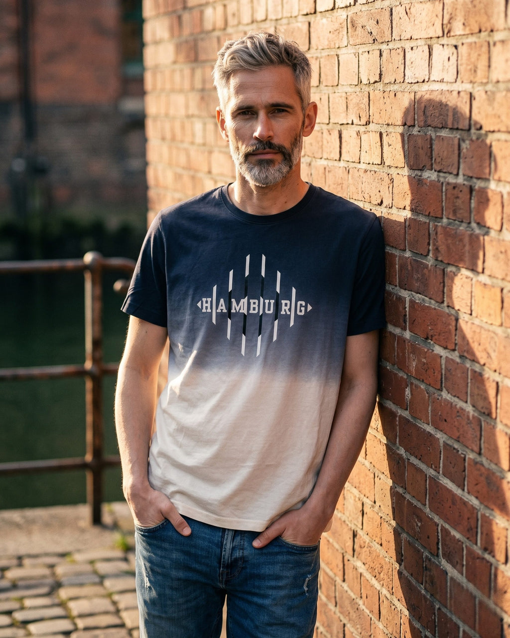 Hamburg Raute T-Shirt Dip Dye Navy