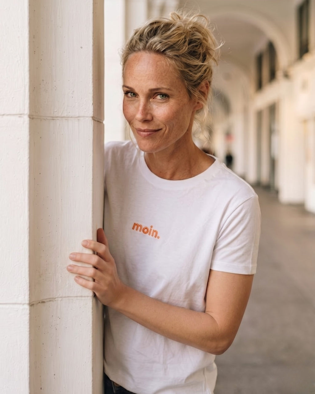 Moin-Tschüss Stick T-Shirt Weiß