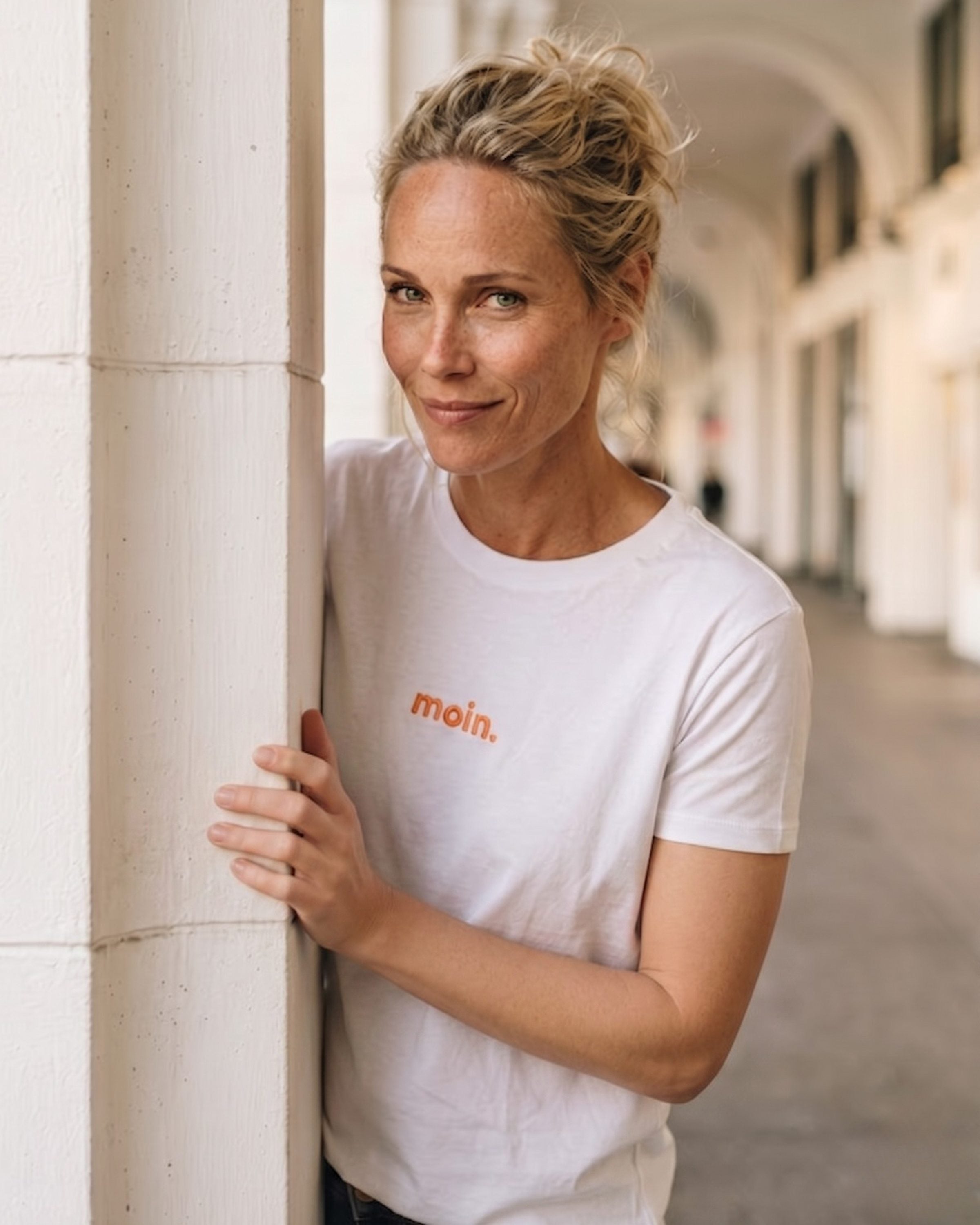 Moin-Tschüss Stick T-Shirt Weiß