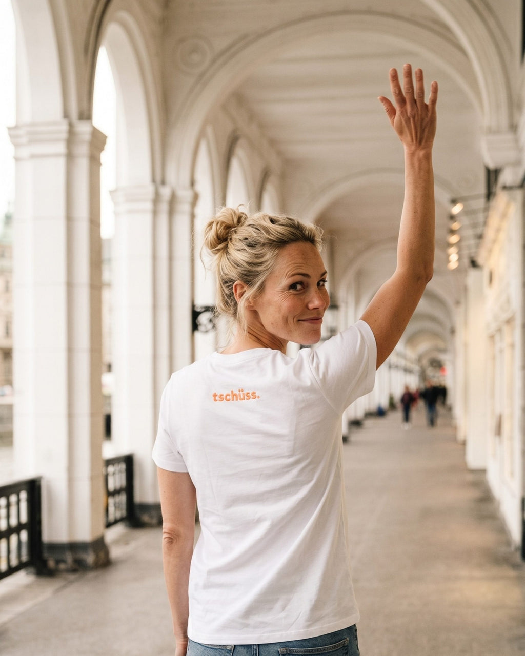 Moin-Tschüss Stick T-Shirt Weiß