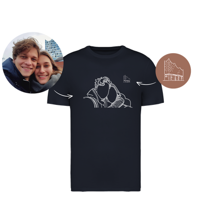 Personalisiertes T-Shirt mit Fotodruck | Partner | Outline | Line Art Foto |Souvenir | Andenken | Geburtstagsgeschenk | Jahrestag | Mitbringsel