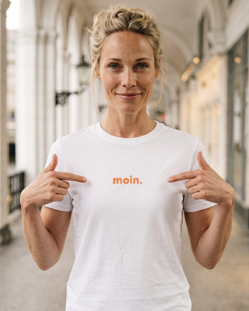 Moin-Tschüss Stick T-Shirt Weiß