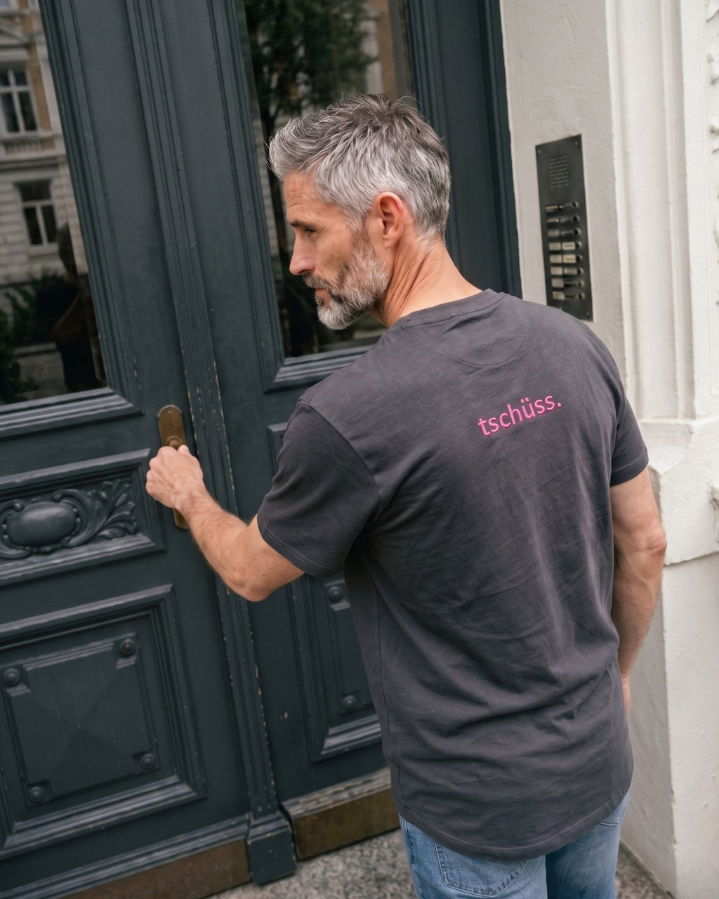 Moin-Tschüss Stick T-Shirt Volcano Grey