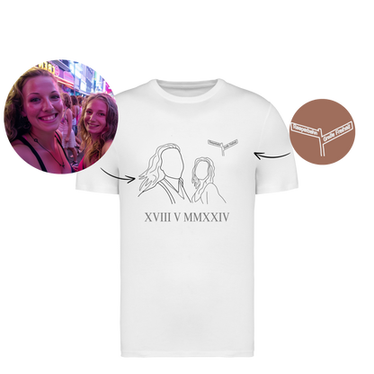 Personalisiertes T-Shirt mit Fotodruck | Partner | Outline | Line Art Foto |Souvenir | Andenken | Geburtstagsgeschenk | Jahrestag | Mitbringsel