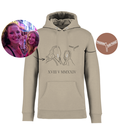 Personalisierter Kaputzenpullover/Hoodie mit Fotodruck | Partner | Outline | Line Art Foto |Souvenir  Geschenk | Jahrestag | Mitbringsel