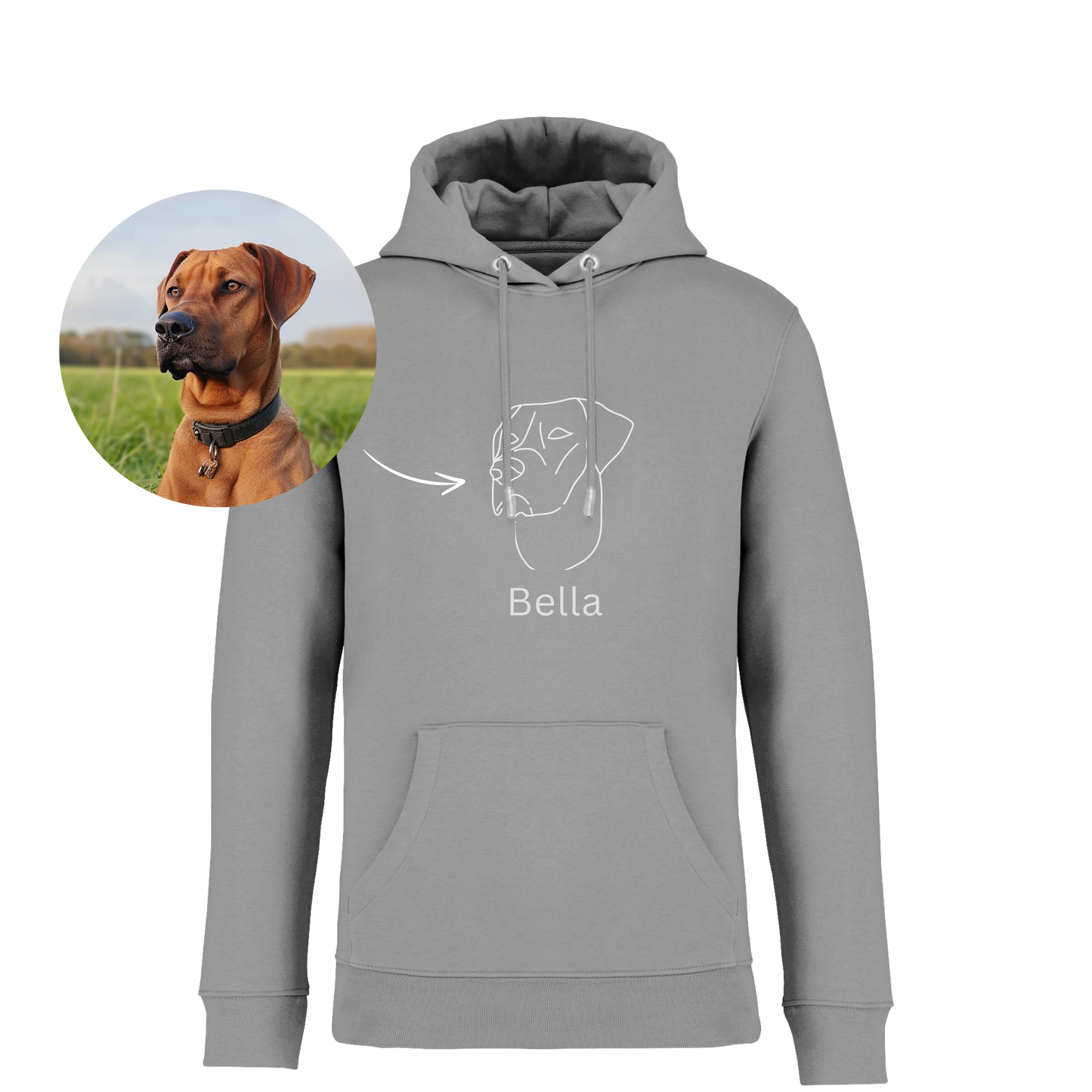 Personalisierter Kaputzenpullover/Hoodie mit Fotodruck | Partner | Outline | Line Art Foto |Souvenir  Geschenk | Jahrestag | Mitbringsel