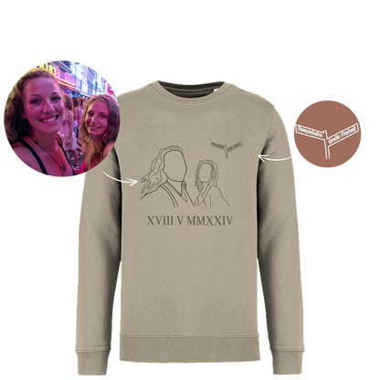 Personalisierter Pullover/Sweatshirt mit Fotodruck | Partner | Outline | Line Art Foto |Souvenir | Andenken | Geschenk | Jahrestag | Mitbringsel