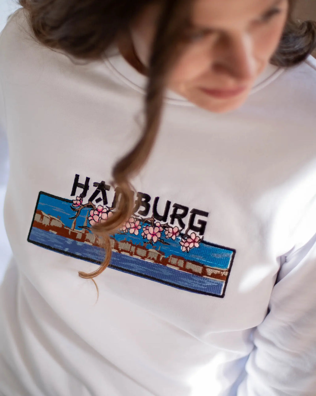 Hamburg Blüte Sweater weiß