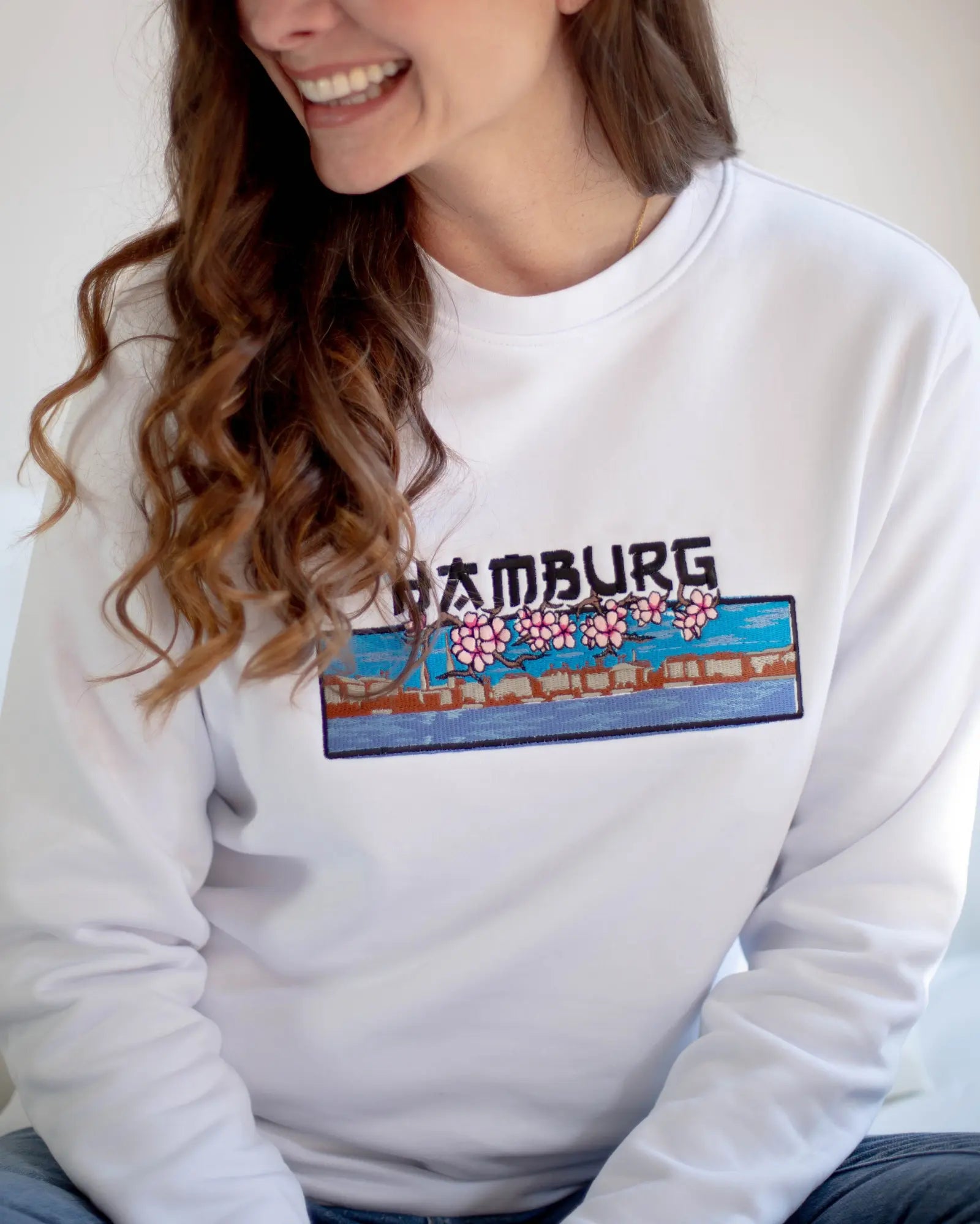 Hamburg Blüte Sweater weiß