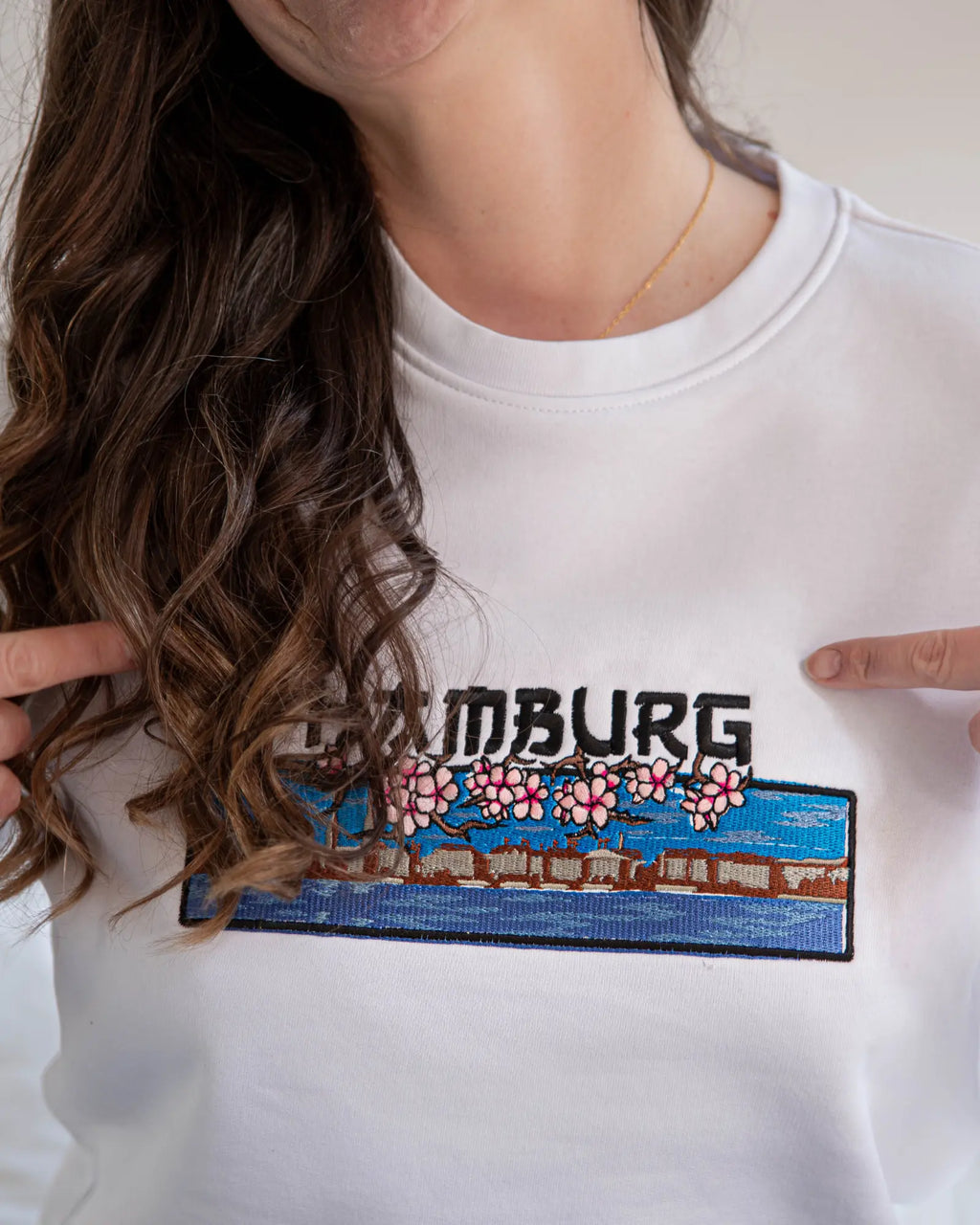 Hamburg Blüte Sweater weiß